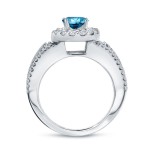 1/2ct TDW Round Blue Diamond Cluster Engagement Ring - Handcrafted By Name My Rings™