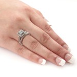 1/3ct TDW Halo Diamond Bridal Ring Set - Handcrafted By Name My Rings™