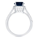 Gold 1 1/2ct Blue Sapphire and 1/4ct TDW Diamond Engagement Ring - Handcrafted By Name My Rings™