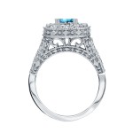 Gold 1 1/2ct TDW Blue Round Diamond Halo Engagement Ring - Handcrafted By Name My Rings™