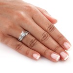 Gold 1 1/2ct TDW Certified Princess Diamond Bridal Ring Set - Handcrafted By Name My Rings™