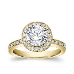 Gold 1 1/2ct TDW Certified Round Cut Diamond Engagement Ring - Handcrafted By Name My Rings™
