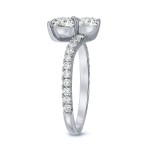 Gold 1 1/2ct TDW Round Cut Diamond 3-Prong, 2-Stone Engagement Ring - Handcrafted By Name My Rings™
