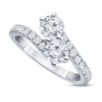 Gold 1 1/2ct TDW Round-Cut Diamond 4Prong 2-Stone Engagement Ring - Handcrafted By Name My Rings™