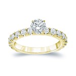 Gold 1 1/2ct TDW Round Diamond Solitiare Engagement Ring - Handcrafted By Name My Rings™