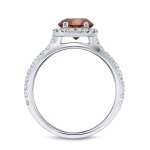 Gold 1 1/3ct TDW Round Cut Brown Diamond Halo Engagement Ring - Handcrafted By Name My Rings™