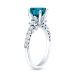 Gold 1 2/5ct TDW Blue and White Round Diamond Ring - Handcrafted By Name My Rings™