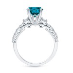 Gold 1 2/5ct TDW Blue and White Round Diamond Ring - Handcrafted By Name My Rings™