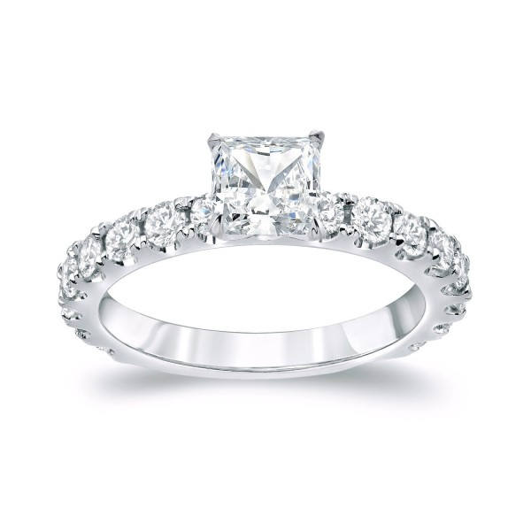 Gold 1 3/4ct TDW Certified Princess Diamond Engagement Ring - Handcrafted By Name My Rings™