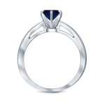 Gold 1/2ct 6-Prong Round Cut Blue Sapphire Solitaire Engagement Ring - Handcrafted By Name My Rings™