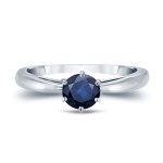 Gold 1/2ct 6-Prong Round Cut Blue Sapphire Solitaire Engagement Ring - Handcrafted By Name My Rings™