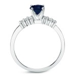 Gold 1/2ct Blue Sapphire and 1/2ct TDW Diamond Bridal Ring Set - Handcrafted By Name My Rings™