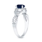 Gold 1/2ct Blue Sapphire and 1/3ct TDW Round Diamond Engagement Ring - Handcrafted By Name My Rings™