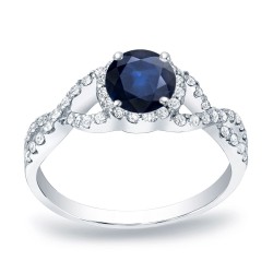 Gold 1/2ct Blue Sapphire and 1/3ct TDW Round Diamond Engagement Ring - Handcrafted By Name My Rings™