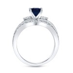 Gold 1/2ct Blue Sapphire and 3/4ct TDW Round Diamond Engagement Ring - Handcrafted By Name My Rings™