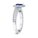 Gold 1/2ct Pear Blue Sapphire and 1/4ct TDW Diamond Engagement Ring - Handcrafted By Name My Rings™