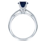 Gold 1/2ct Round Blue Sapphire Gemstone Solitaire Engagement Ring - Handcrafted By Name My Rings™
