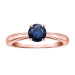 Gold 1/2ct Round Blue Sapphire Gemstone Solitaire Engagement Ring - Handcrafted By Name My Rings™