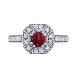 Gold 1/2ct Ruby and 1/3ct TDW Diamond Cluster Engagement Ring - Handcrafted By Name My Rings™