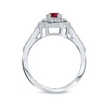 Gold 1/2ct Ruby and 1/3ct TDW Diamond Cluster Engagement Ring - Handcrafted By Name My Rings™