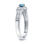 Gold 1/2ct TDW Blue and White Diamond Engagement Ring - Handcrafted By Name My Rings™