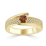 Gold 1/2ct TDW Brown Round Diamond Engagement Ring - Handcrafted By Name My Rings™