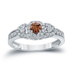 Gold 1/2ct TDW Brown and White Diamond Engagement Ring - Handcrafted By Name My Rings™