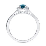 Gold 1/2ct TDW Round Blue Diamond Halo Engagement Ring - Handcrafted By Name My Rings™
