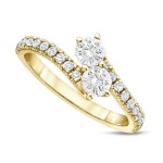 Gold 1/2ct TDW Round-Cut Diamond 4-Prong, 2-Stone Engagement Ring - Handcrafted By Name My Rings™