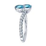 Gold 1/2ct TDW Round-cut Blue Diamond 4-prong, 2-stone Engagement Ring - Handcrafted By Name My Rings™