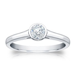 Gold 1/3ct TDW Round Diamond Solitaire Engagement Ring - Handcrafted By Name My Rings™