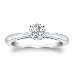 Gold 1/3ct TDW Round-cut Diamond Solitaire Engagement Ring - Handcrafted By Name My Rings™