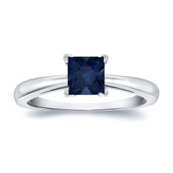 Gold 1/4ct Princess Cut Blue Sapphire Solitaire Ring - Handcrafted By Name My Rings™