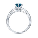 Gold 1/4ct TDW 6-Prong Round Cut Blue Diamond Solitaire Engagement Ring - Handcrafted By Name My Rings™
