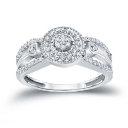 Gold 1/4ct TDW Halo Diamond Engagement Ring - Handcrafted By Name My Rings™