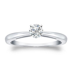 Gold 1/4ct TDW Round-cut Diamond Solitaire Engagement Ring - Handcrafted By Name My Rings™