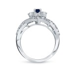 Gold 1/5ct Blue Sapphire and 1/3ct TDW Diamond Engagement Ring - Handcrafted By Name My Rings™