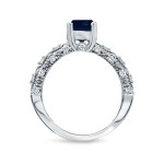 Gold 1ct Blue Sapphire and 1/4ct TDW White Diamond Engagement Ring - Handcrafted By Name My Rings™