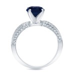 Gold 1ct Blue Sapphire and 1/5ct TDW Round Diamond Engagement Ring - Handcrafted By Name My Rings™