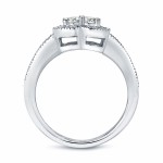 Gold 1ct TDW 2-Stone Round Cut Diamond Halo Engagement Ring - Handcrafted By Name My Rings™