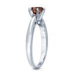 Gold 1ct TDW 6-Prong Round Cut Brown Diamond Solitaire Engagement Ring - Handcrafted By Name My Rings™
