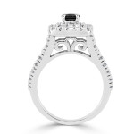 Gold 1ct TDW Black Round Diamond Double Halo Engagement Ring - Handcrafted By Name My Rings™