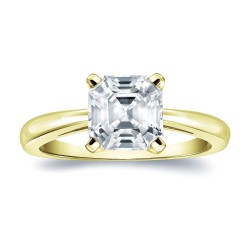 Gold 1ct TDW Certified Assher-Cut Diamond Solitaire Engagement Ring - Handcrafted By Name My Rings™