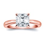 Gold 1ct TDW Certified Assher-Cut Diamond Solitaire Engagement Ring - Handcrafted By Name My Rings™