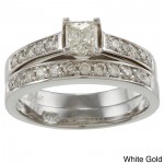 Gold 1ct TDW Certified Princess-cut Diamond Bridal Ring Set - Handcrafted By Name My Rings™