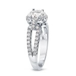 Gold 1ct TDW Certified Round Cut Diamond Halo Engagement Ring - Handcrafted By Name My Rings™