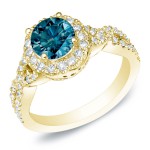 Gold 1ct TDW Round Cut Diamond Engagement Ring - Handcrafted By Name My Rings™