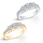 Gold 1ct TDW Round Diamond 3-stone Engagement Ring - Handcrafted By Name My Rings™