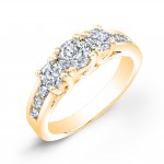 Gold 1ct TDW Round Diamond 3-stone Engagement Ring - Handcrafted By Name My Rings™