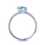 Gold 1ct TDW Round-cut Blue Diamond 3-prong, 2-stone Engagement Ring - Handcrafted By Name My Rings™
